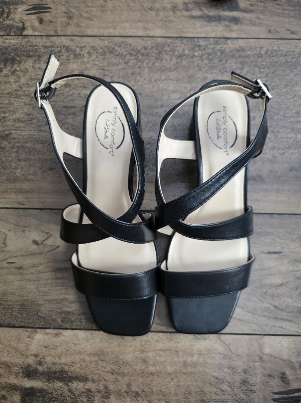 LifeStride Celia Asymmetrical Block Heel Dress Sandals, Crisscross Strappy Sz 8W